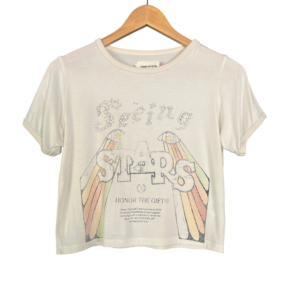 HONOR THE GIFT Seeing Stars Graphic Cropped T Shirt Size Medium